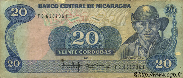 20 Cordobas NICARAGUA  1988 P.152 BC