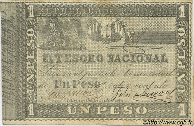 1 Peso PARAGUAY  1860 P.011 BC+
