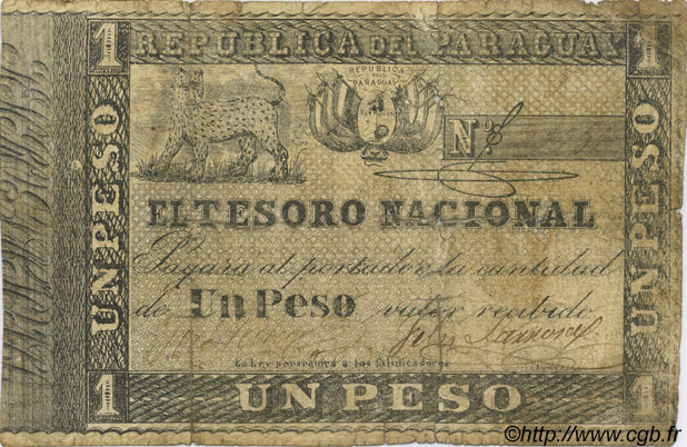 1 Peso PARAGUAY  1860 P.011 RC