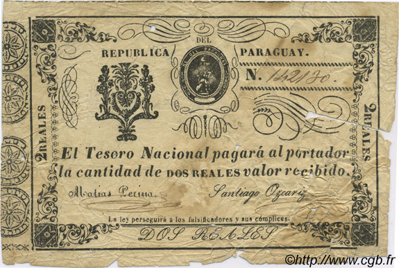 2 Reales PARAGUAY  1865 P.019 q.MB