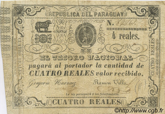 4 Reales PARAGUAY  1865 P.020 pr.TTB