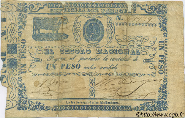 1 Peso PARAGUAY  1865 P.021 RC