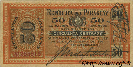 50 Centavos PARAGUAY  1894 P.087 VF