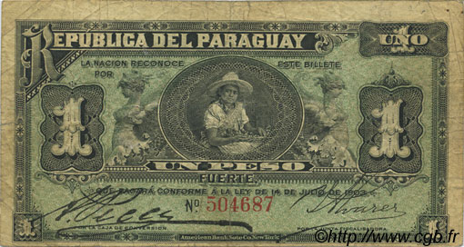 1 Peso PARAGUAY  1903 P.106b fS