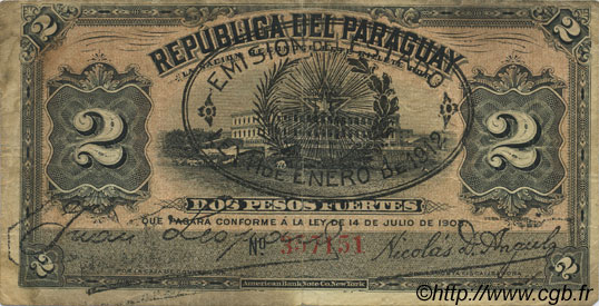 2 Pesos PARAGUAY  1912 P.125 MB