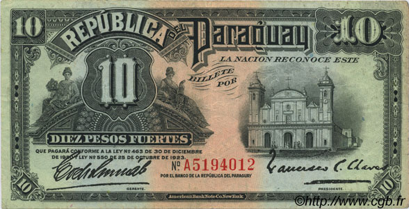 10 Pesos PARAGUAY  1923 P.164 SS
