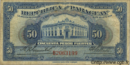 50 Pesos PARAGUAY  1923 P.166 fS