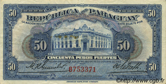 50 Pesos PARAGUAY  1923 P.166 BB