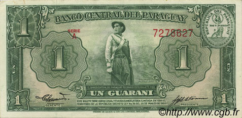 1 Guarani PARAGUAY  1952 P.185a XF