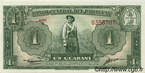 1 Guarani PARAGUAY  1952 P.185a AU