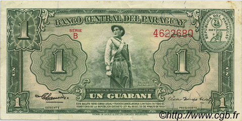 1 Guarani PARAGUAY  1952 P.185b XF