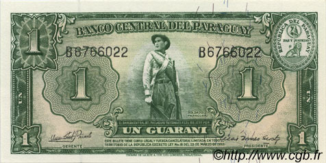 1 Guarani PARAGUAY  1952 P.185c UNC