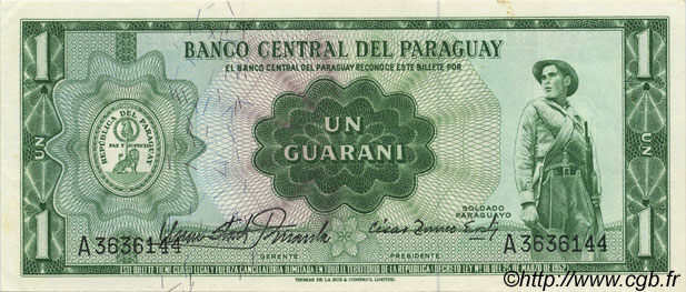 1 Guarani PARAGUAY  1963 P.192 SC+