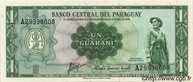 1 Guarani PARAGUAY  1963 P.193b fST+
