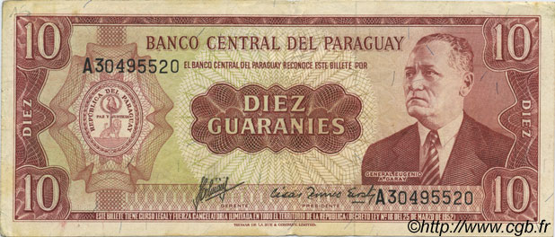 10 Guaranies PARAGUAY  1963 P.196b SS