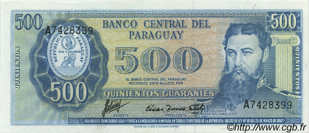 500 Guaranies PARAGUAY  1963 P.200b ST