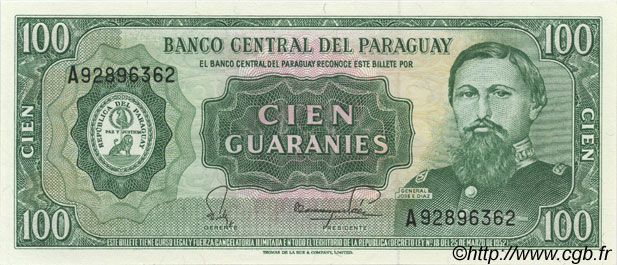 100 Guaranies PARAGUAY  1982 P.205 ST