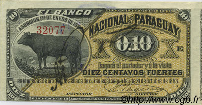10 Centavos PARAGUAY  1886 PS.142 AU