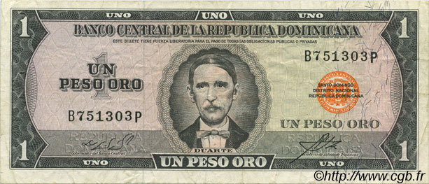 1 Peso Oro RÉPUBLIQUE DOMINICAINE  1964 P.099a VF