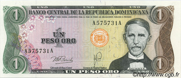 1 Peso Oro DOMINICAN REPUBLIC  1978 P.116a UNC