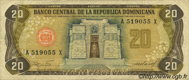 20 Pesos Oro RÉPUBLIQUE DOMINICAINE  1985 P.120c MBC