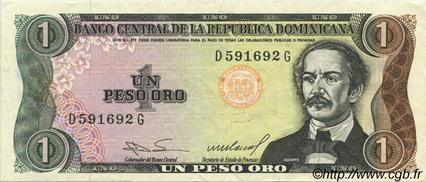 1 Peso Oro RÉPUBLIQUE DOMINICAINE  1984 P.126a XF