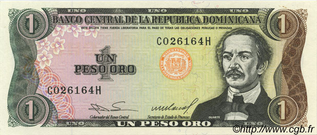1 Peso Oro DOMINICAN REPUBLIC  1984 P.126a UNC-