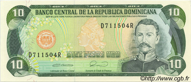 10 Pesos Oro DOMINICAN REPUBLIC  1990 P.132 UNC