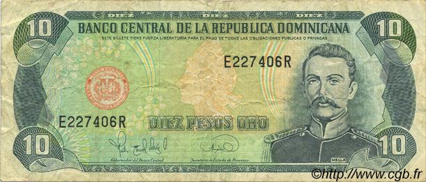 10 Pesos Oro RÉPUBLIQUE DOMINICAINE  1995 P.148a VF
