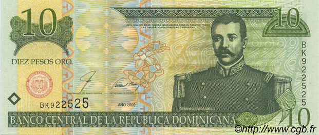 10 Pesos Oro RÉPUBLIQUE DOMINICAINE  2000 P.159a FDC