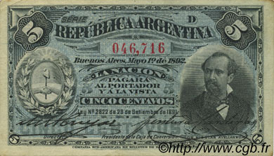 5 Centavos ARGENTINA  1892 P.213 AU