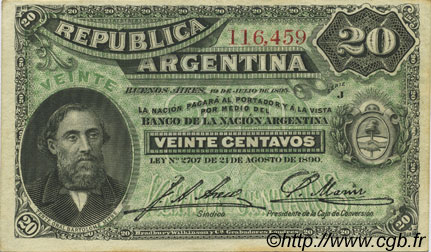 20 Centavos ARGENTINA  1895 P.229 SC
