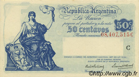 50 Centavos ARGENTINA  1942 P.250b SC+