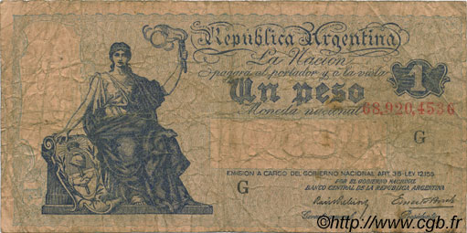 1 Peso ARGENTINA  1935 P.251a RC