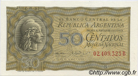 50 Centavos ARGENTINIEN  1951 P.261 ST