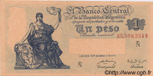 1 Peso ARGENTINA  1956 P.262 SC+