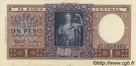 1 Peso ARGENTINA  1956 P.263 EBC+