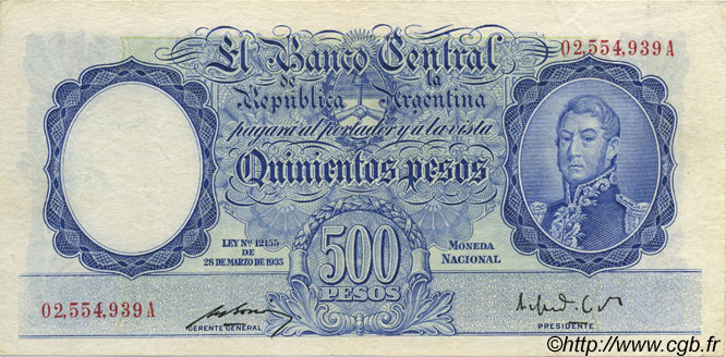 500 Pesos ARGENTINA  1944 P.268b EBC
