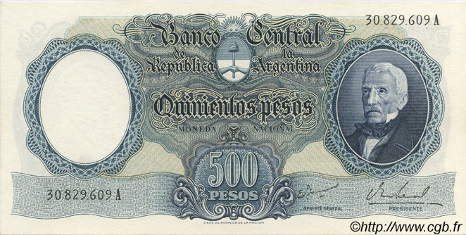 500 Pesos ARGENTINA  1964 P.278b UNC