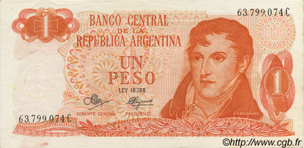 1 Peso ARGENTINA  1970 P.287 XF+