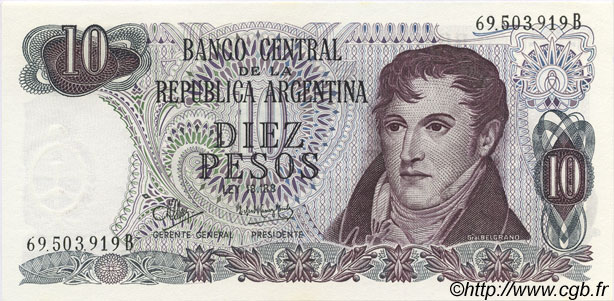 10 Pesos ARGENTINE  1970 P.289 NEUF