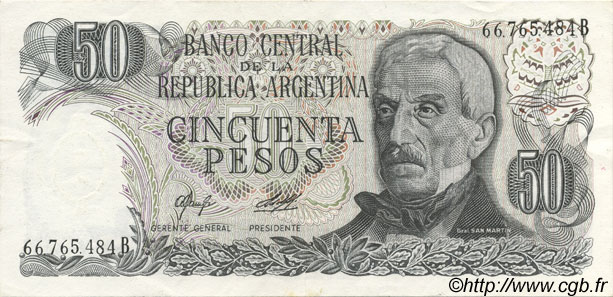 50 Pesos ARGENTINA  1976 P.301a SC