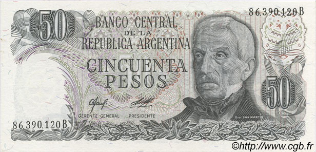 50 Pesos ARGENTINE  1976 P.301b NEUF