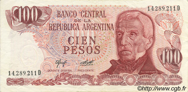 100 Pesos ARGENTINIEN  1976 P.302a VZ