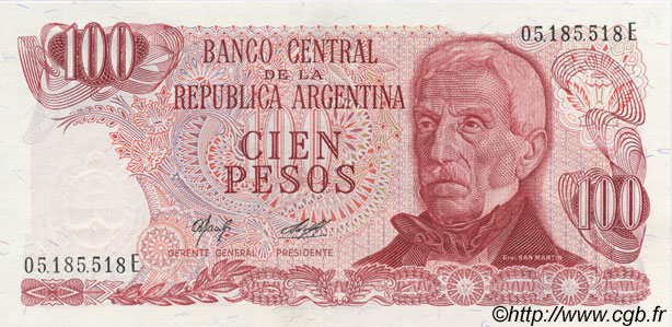 100 Pesos ARGENTINA  1976 P.302b FDC