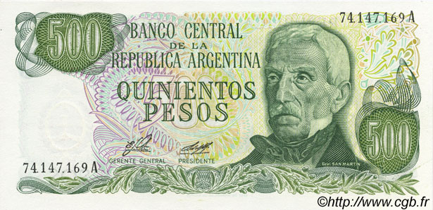 500 Pesos ARGENTINA  1977 P.303a UNC