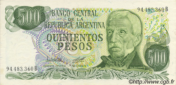 500 Pesos ARGENTINIEN  1977 P.303b fST