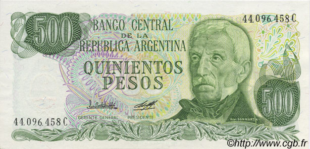 500 Pesos ARGENTINA  1977 P.303c FDC