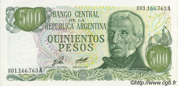 500 Pesos Remplacement ARGENTINA  1977 P.303r UNC-