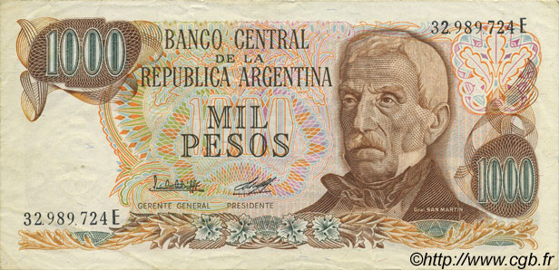 1000 Pesos ARGENTINA  1976 P.304b EBC